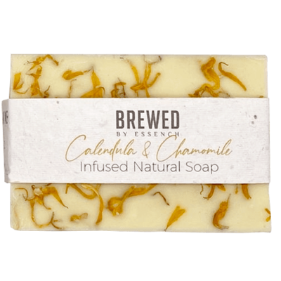 BREWED CALENDULA AND CHAMOMILE HERBAL INFUSED SOAP.