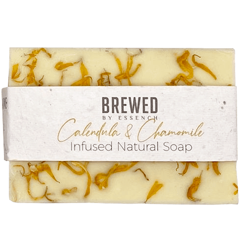 BREWED CALENDULA AND CHAMOMILE HERBAL INFUSED SOAP.